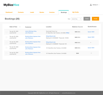MyBizzHive’s business booking management software allows you to manage all bookings in one place